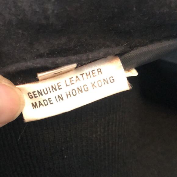 Vintage 90s black short leather suede moto style jacket women's size 9 - Picture 4 of 5